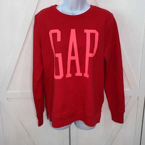 Gap Red Graphic Sweatshirt With Pink Logo Across The Front Size Small - Picture 3 of 10